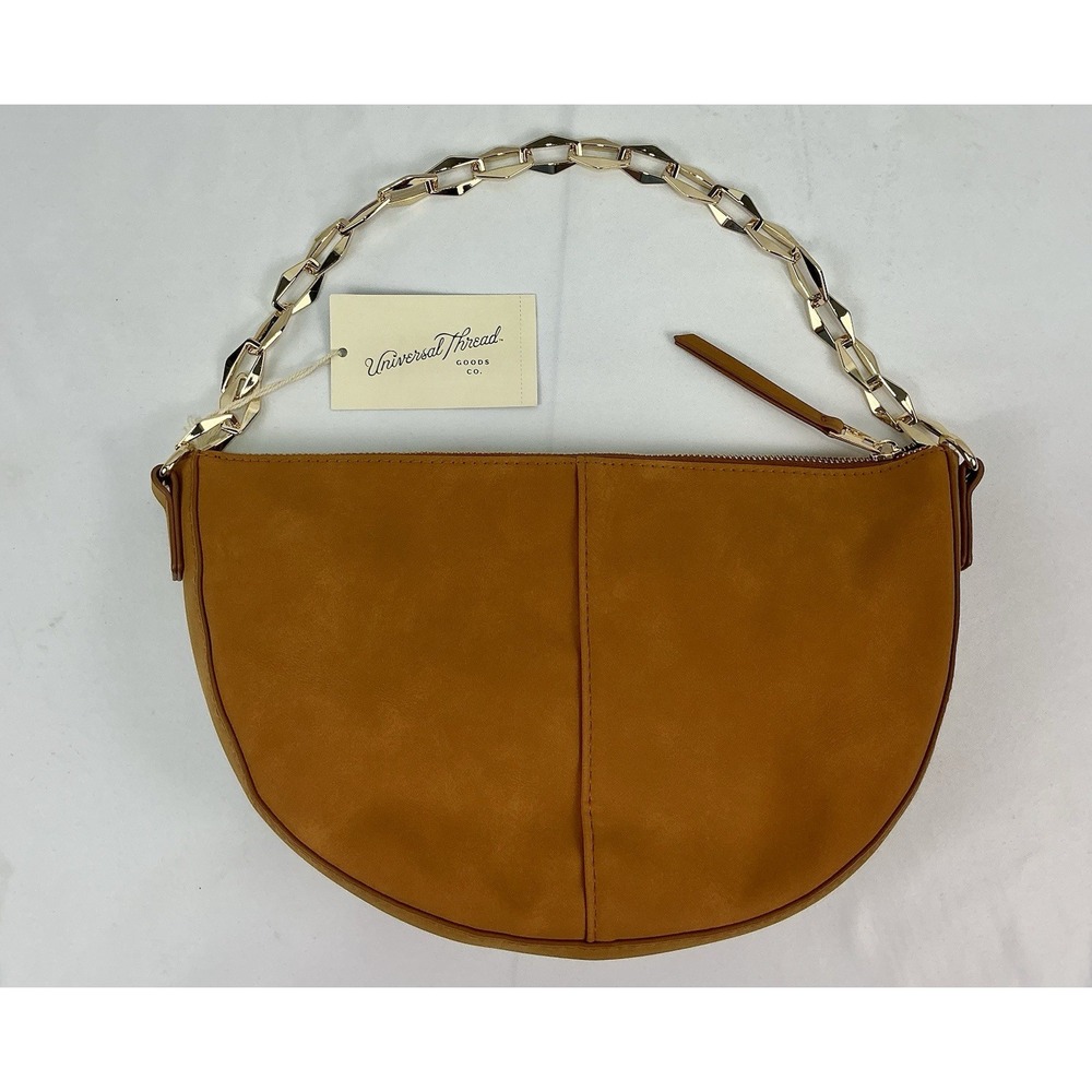 Universal‎ Thread Brown Half Moon Shoulder Bag Gold Chain Strap Purse